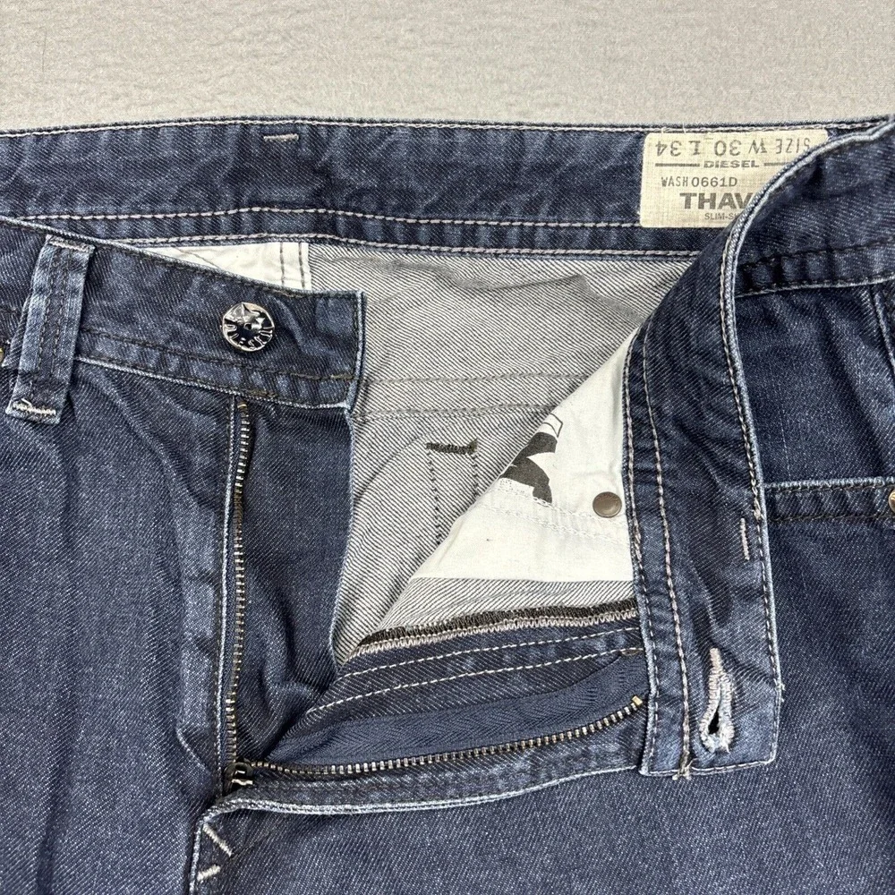 Diesel Industry Thavar Jeans Mens 30x34 Slim Skinny Distressed Blue Denim‎